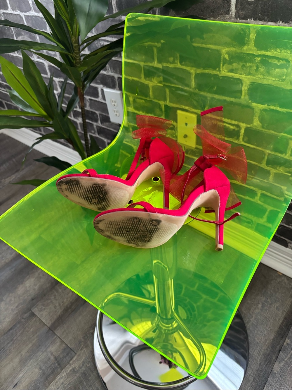 Vince Camuto Vibrant Pink Satin Ankle-Tie Heels - Picture 4 of 5